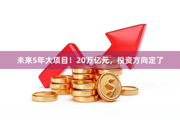 未来5年大项目！20万亿元，投资方向定了